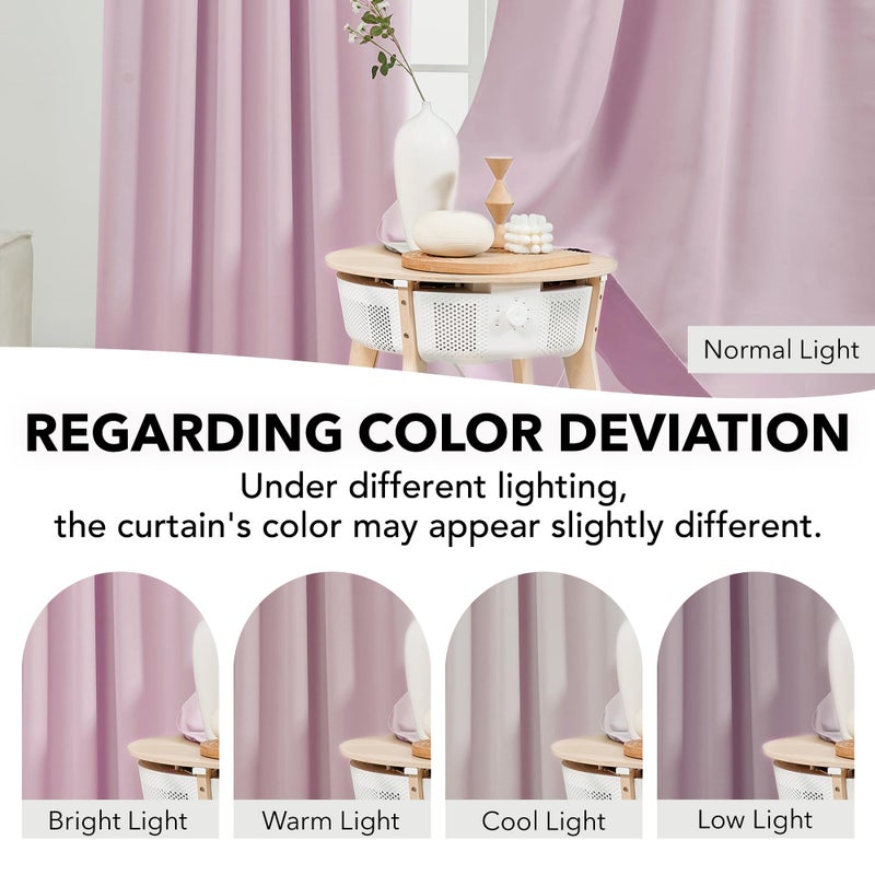 Deconovo Blackout Curtains Insulated Thermal Blackout Blinds Rod Pocket and Back Tab Curtains Room Darkening Curtains for Nursery 52Wx84L Inch Lavender 2 Panels - Image 3